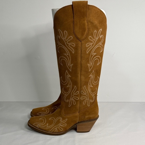 Dingo Brown Suede Embroidered Heeled Boots - Picture 3 of 9